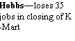 Text Box: Hobbsloses 35 jobs in closing of K-Mart